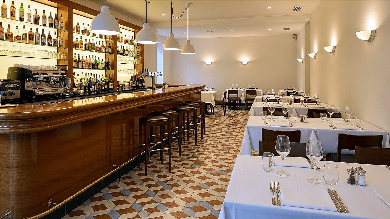 A commercial flooring job completed by First Choice Flooring at an Italian restaurant bar in Wetherby